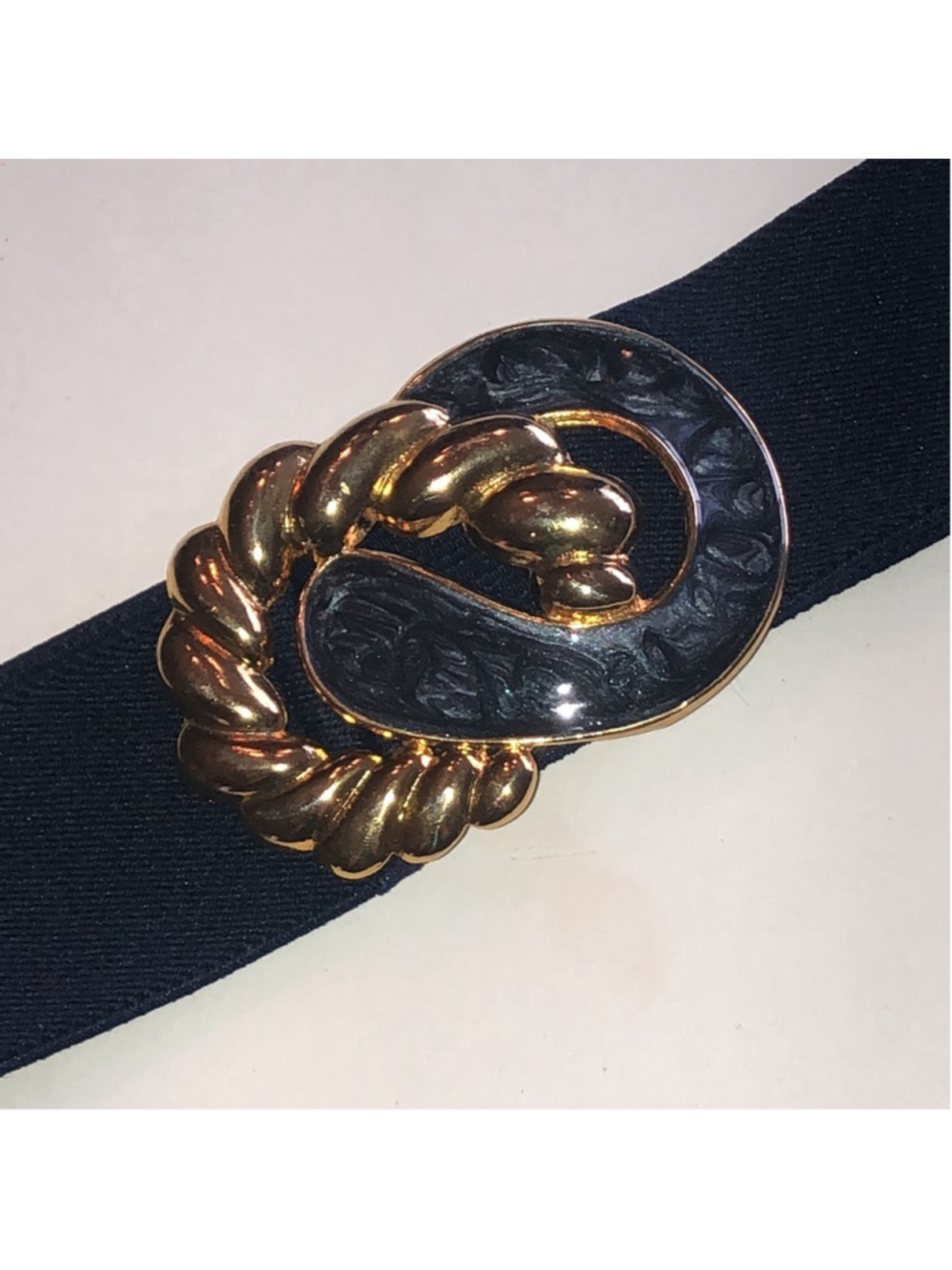 Day Lor Vintage Gold and Dark Blue Decorative Elastic Waist Belt - Picture 4 of 7